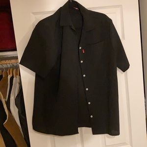 Black camp collar shirt
